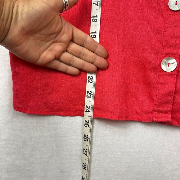 Andrew Marc 100% Linen Short Sleeve Blouse Womens M Lagenlook Beach Mature Pink - Picture 8 of 8